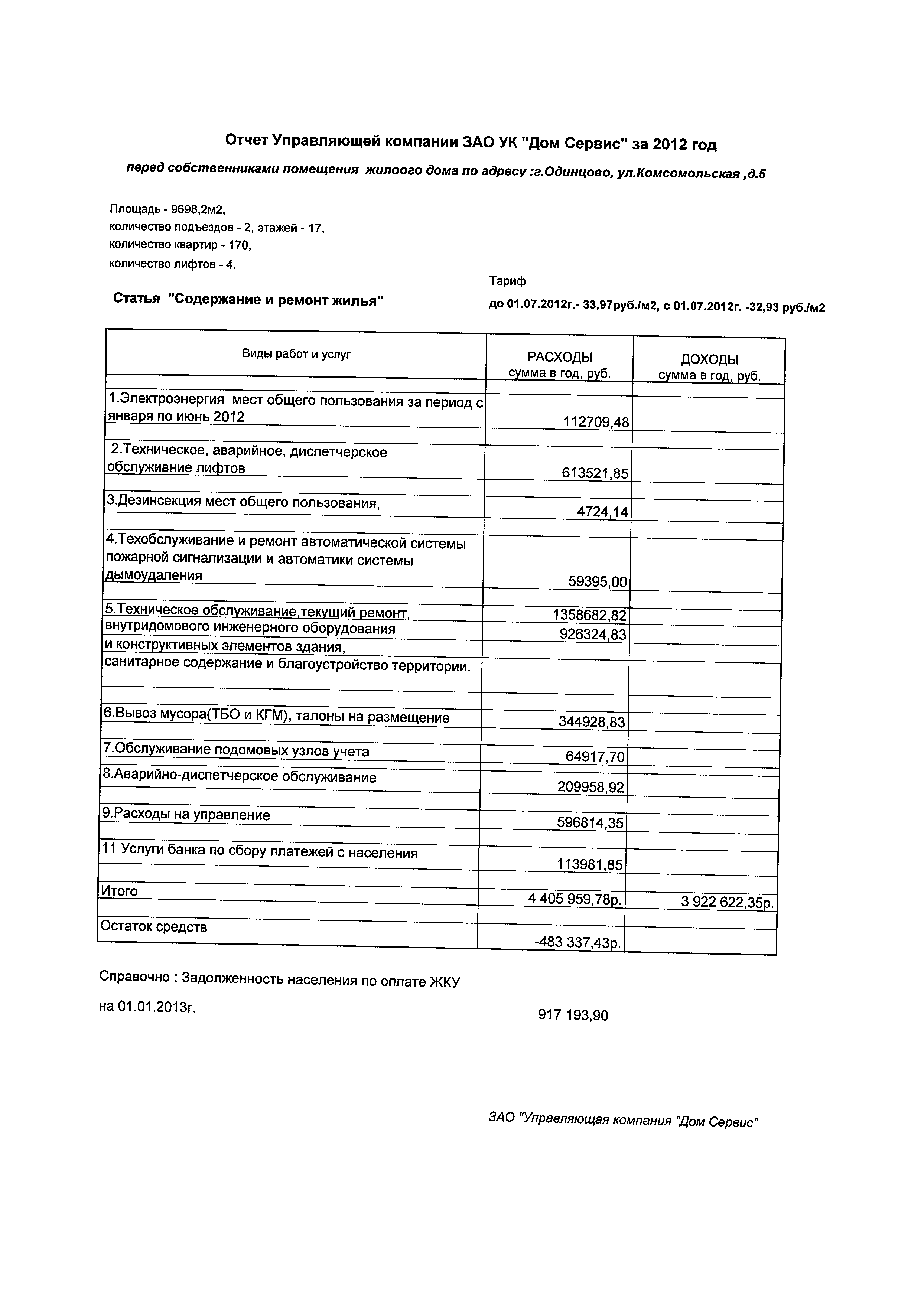 Отчеты Управляющей компании перед собственниками помещений по улице ...